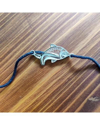 Arowana Silver Black Thread Anklet-1