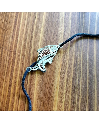 Arowana Silver Black Thread Anklet-2