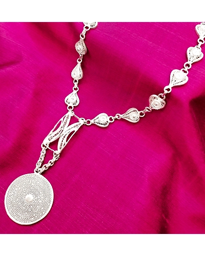 MOR NAYANI HAARDESIGNER ROYAL SILVER FILIGREE NECKLACE-12666641