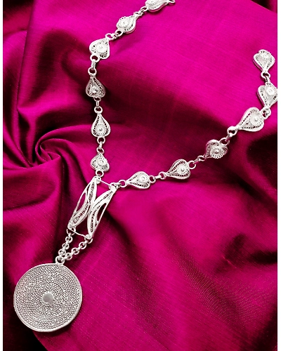 MOR NAYANI HAARDESIGNER ROYAL SILVER FILIGREE NECKLACE-1