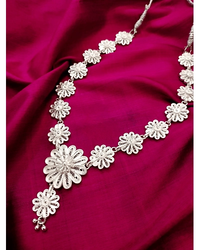 PUSHP-UPAHARINTRICATE SILVER FILIGREE NECKLACE-12668213