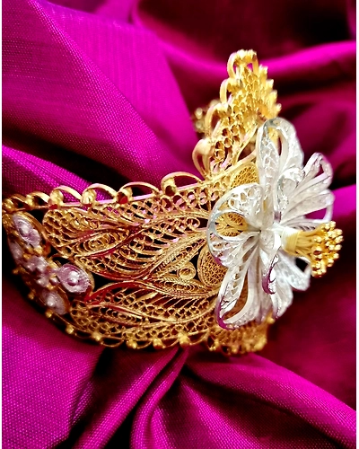 SHAHI SWARNA-ROOPAANTIQUE SILVER FILIGREE KADA-12668211