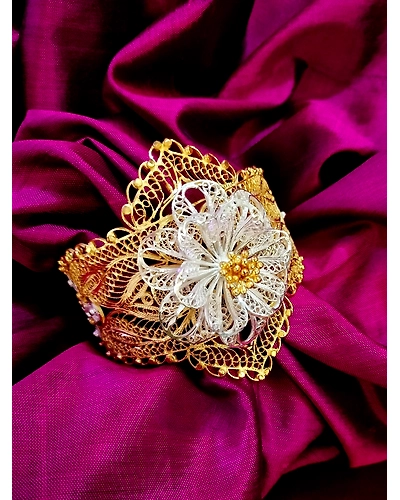 SHAHI SWARNA-ROOPAANTIQUE SILVER FILIGREE KADA-1