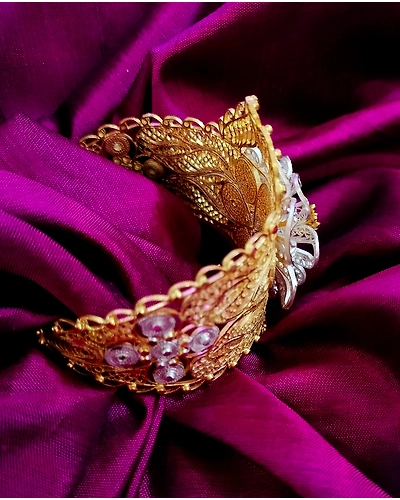 SHAHI SWARNA-ROOPAANTIQUE SILVER FILIGREE KADA-2