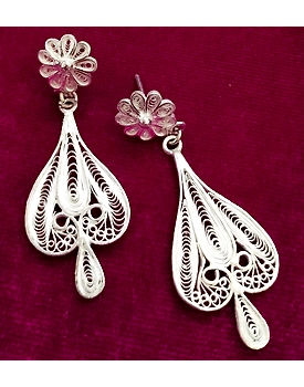SNOWBELLFLORAL VINTAGE FILIGREE EARRINGS