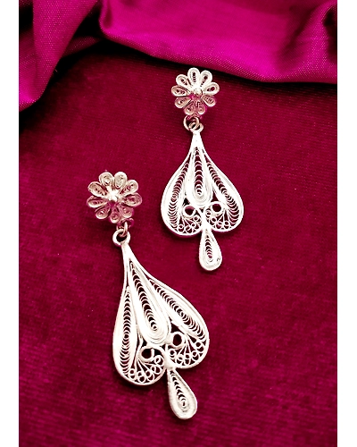 SNOWBELLFLORAL VINTAGE FILIGREE EARRINGS-2