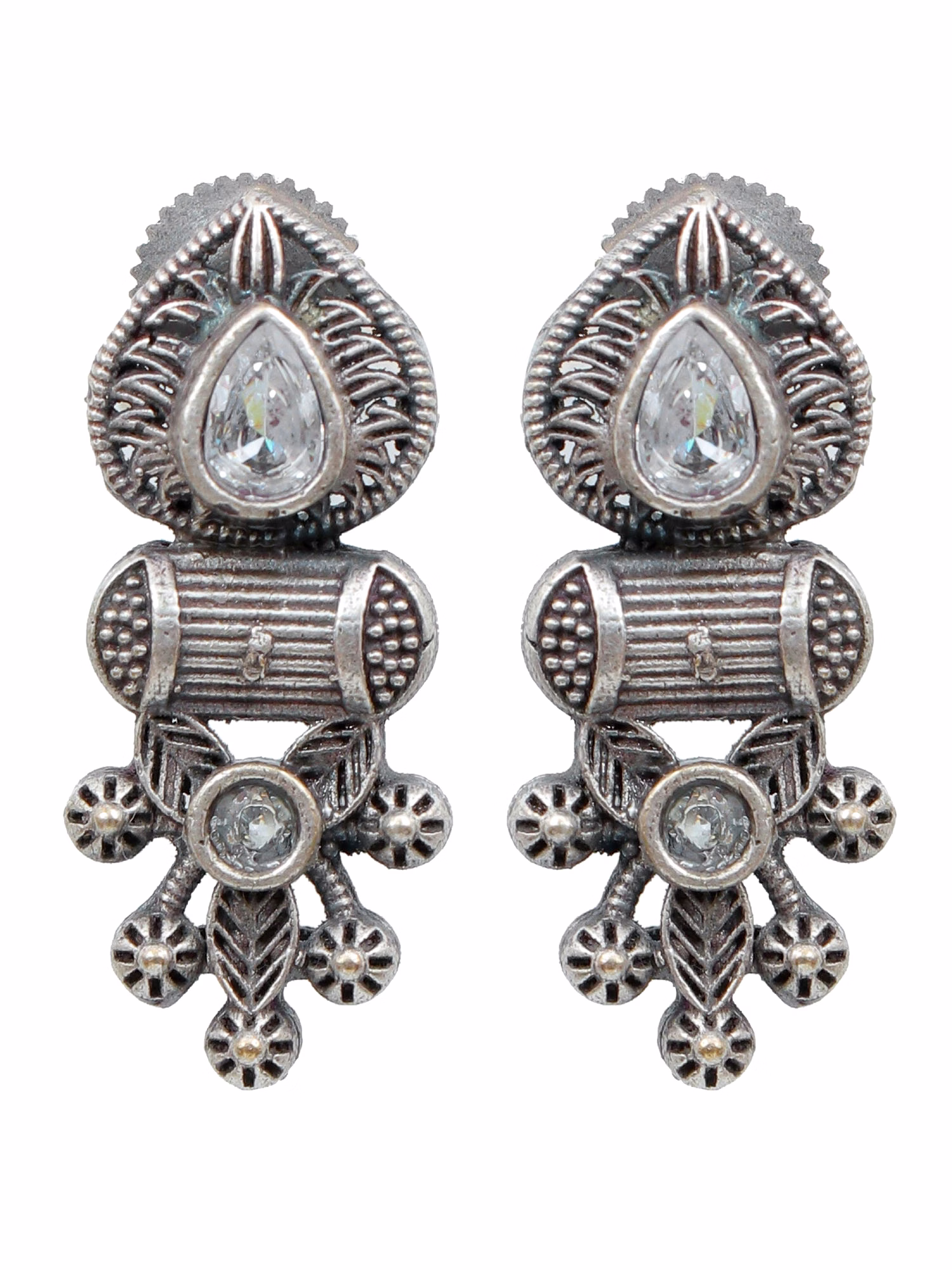 Oxidised Silver AD Studded Banjara Necklace Set for Women image 4