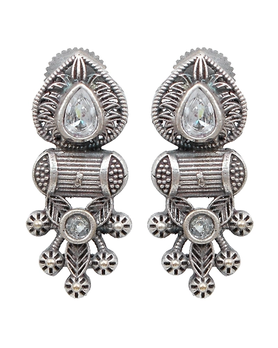 Oxidised Silver AD Studded Banjara Necklace Set for Women-3