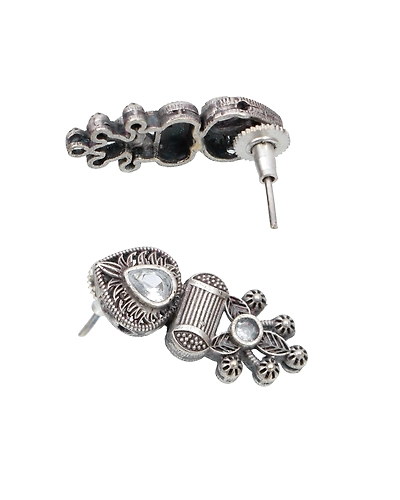 Oxidised Silver AD Studded Banjara Necklace Set for Women-4