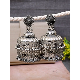 Gonasika Ranjhana Banjara Jhumka- Oxidised Silver Boho Jhumka Earrings for Women