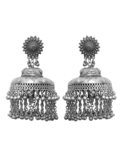 Ranjhana Banjara Jhumka- Oxidised Silver Boho Jhumka Earrings for Women-1