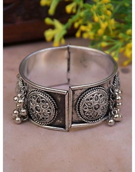 Antique Ghungroo Oxidised Silver Bracelet for Fashion-Forward Women