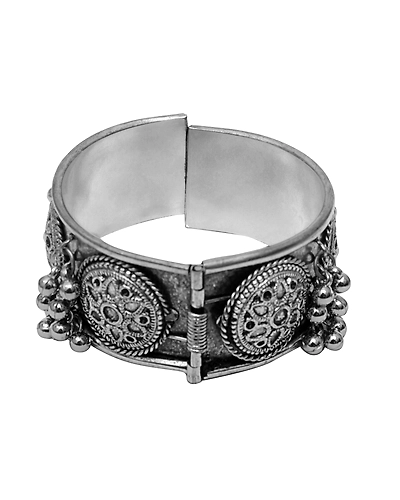 Antique Ghungroo Oxidised Silver Bracelet for Fashion-Forward Women-1