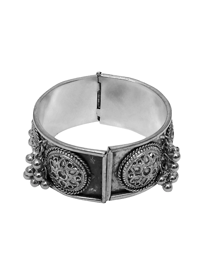 Antique Ghungroo Oxidised Silver Bracelet for Fashion-Forward Women-2