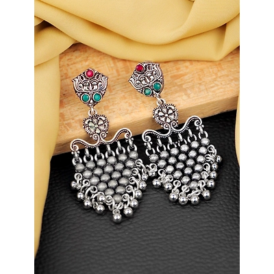 Gonasika Ethnic Silver Oxidised Silver Earrings for Trendy Women and Girls