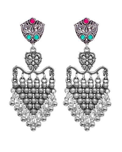 Ethnic Silver Oxidised Silver Earrings for Trendy Women and Girls-1