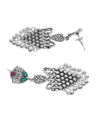 Ethnic Silver Oxidised Silver Earrings for Trendy Women and Girls-2