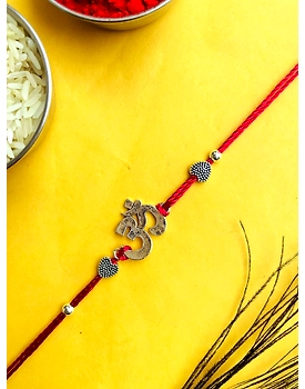 Oxidised Silver Divine OM Rakhi for Brothers