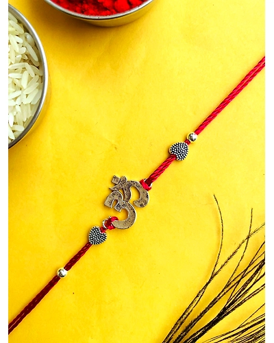 Oxidised Silver Divine OM Rakhi for Brothers-2