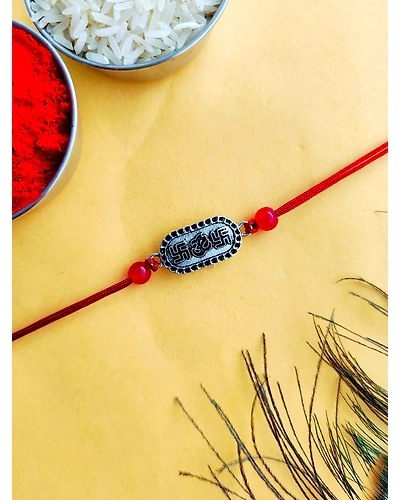 Oxidised Silver Ganpati Rakhi for Brother-3