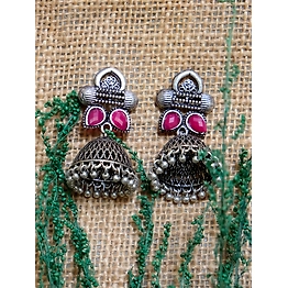 Gonasika Stunning Oxidised Silver Jhumka Stud Earrings The Essence of Royal Fashion