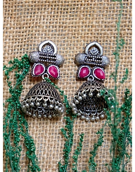 Stunning Oxidised Silver Jhumka Stud Earrings The Essence of Royal Fashion