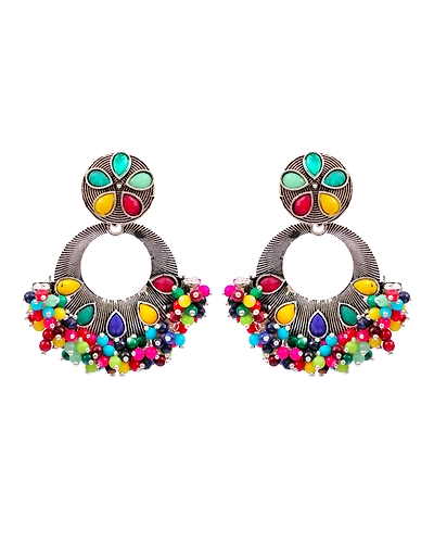 Oxidised Silver Plated Multicolor Beads Dangler Earrings for WOmen-1