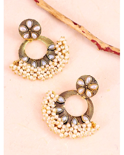 Oxidised Silver Plated Multicolor Beads Dangler Earrings for WOmen-3