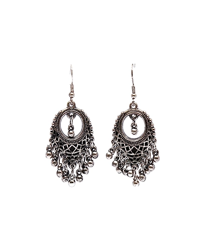Elegant Oxidised Silver Necklace &amp; Earring Set Below 500-4