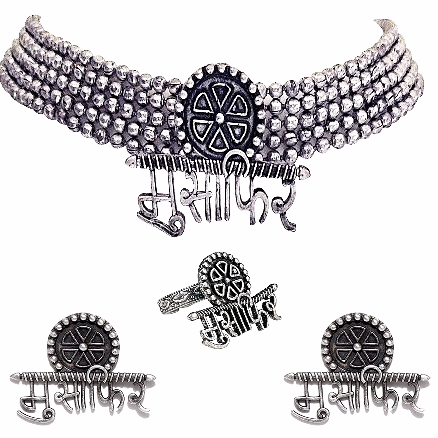 Oxidised Silver Musafir Necklace & Earring Set for Women image 2