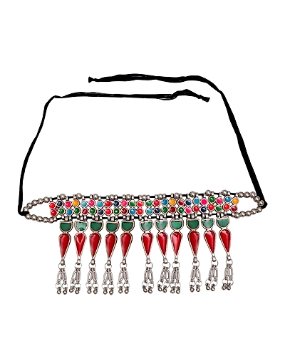 Bohemian Chain Gypsy Oxidised Silver Necklace Boho Retro Leaf Choker Necklace Set CFN0893-1