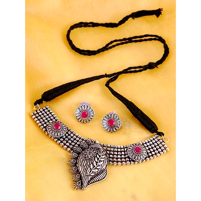 Gonasika Oxidised Silver Shankh Design Jewellery Set for Women