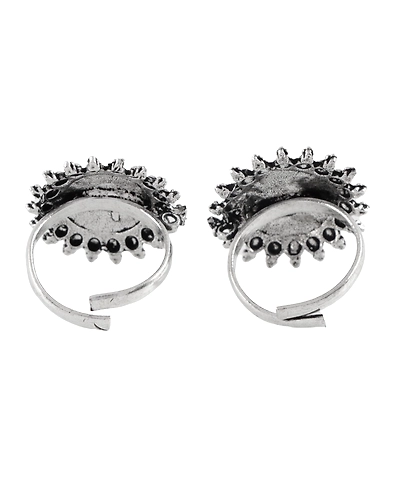 Oxidised Silver Circular Toe Ring for Women-2