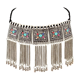 Gonasika Exquisite Oxidised Silver Choker Necklace Multicolor Accessory for Women and Girls
