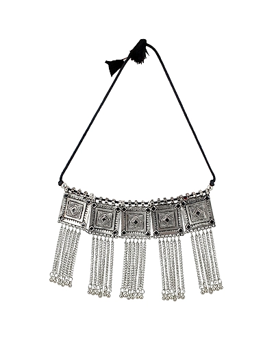 Exquisite Oxidised Silver Choker Necklace Set for Trendy Fashion Jewelry Lovers-12668467