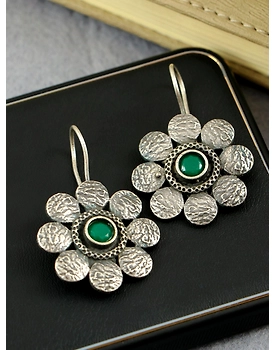 Oxidised Silver Floral Earrings for Women