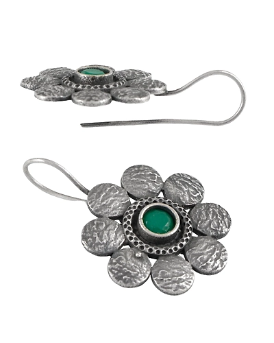 Oxidised Silver Floral Earrings for Women-4