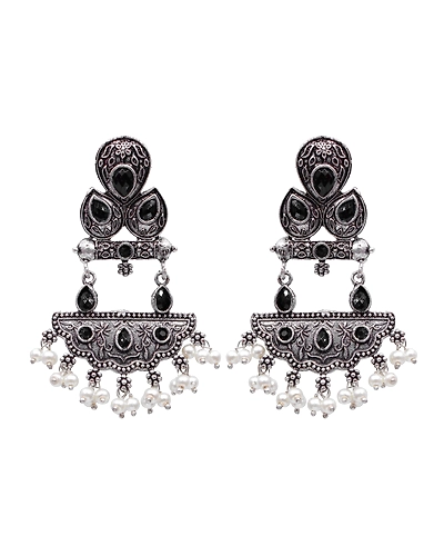 Antique Red Oxidised Silver Earrings for Woman &amp; Girls-1