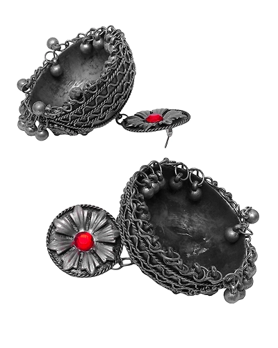 Seher Oxidised Silver Banjara Jhumka Earrings for Women Girls-2