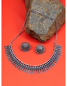 Crunchy Fashion Oxidised Silver Tribal Banjara Jewellery Set CFS0384