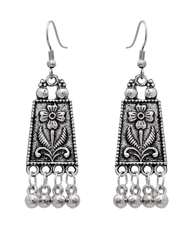 Exquisite Meena Work Oxidised Silver Choker Necklace Set for Stylish Women &amp; Girls-2