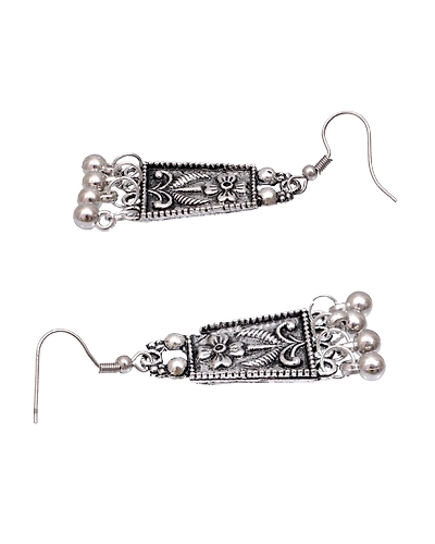 Exquisite Meena Work Oxidised Silver Choker Necklace Set for Stylish Women &amp; Girls-3
