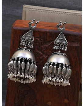 Jhanak Banjara Jhumka- Oxidised Silver Boho Big Size Jhumka Earrings for Women