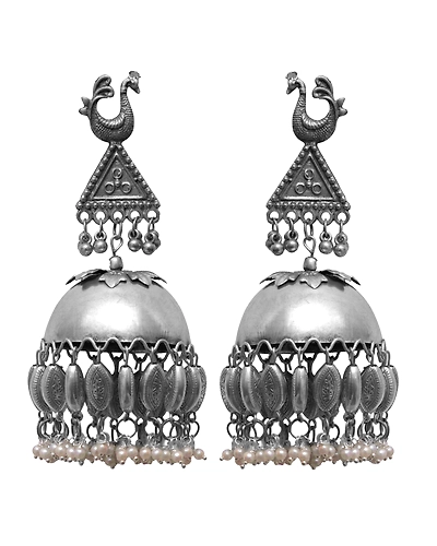 Jhanak Banjara Jhumka- Oxidised Silver Boho Big Size Jhumka Earrings for Women-1