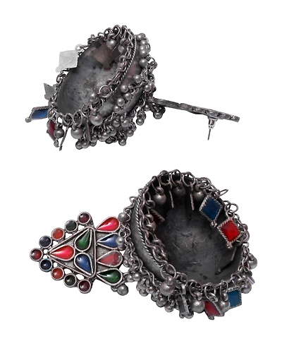 Adhira Banjara Jhumka- Oxidised Silver Boho Big Size Jhumka Earrings for Women-2