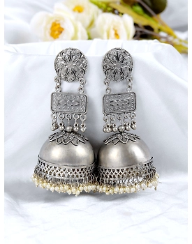 Stylish Oxidised Silver Long Banjara Jhumka Earrings for Traditional & Festive Looks