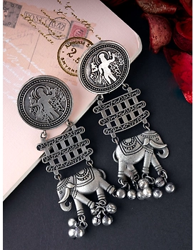 Elegant Oxidised Silver Elephant Drop Earrings For Stunning Women