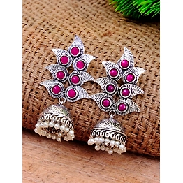Gonasika Oxidised Silver Pearl Jhumka Earrings Steal the Show for Every Occassion