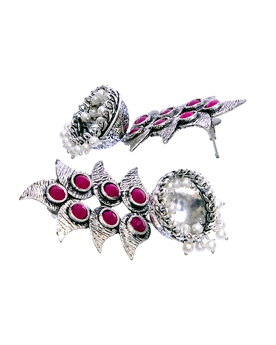 Oxidised Silver Pearl Jhumka Earrings Steal the Show for Every Occassion-2