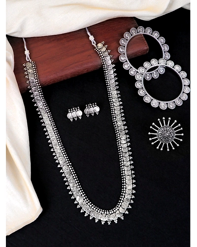 Traditional Oxidised Silver Jewellery Set for Women-12668301